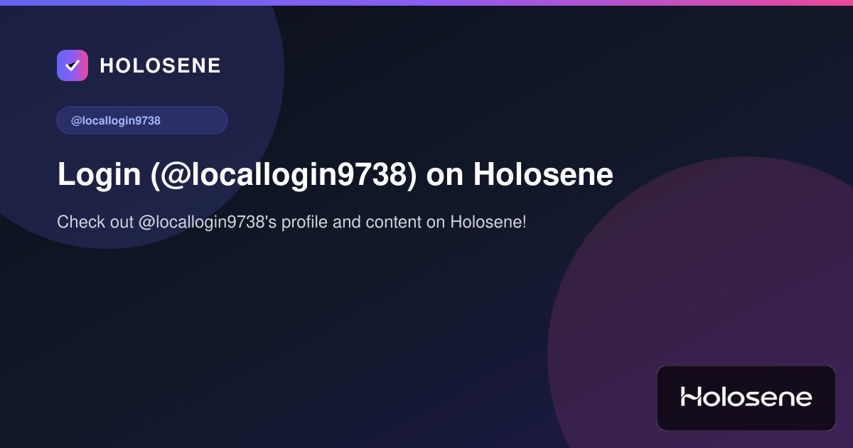Login (@locallogin9738) on Holosene